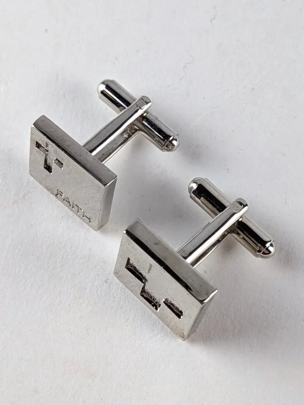 Silver-tone Cross/Faith Cufflinks